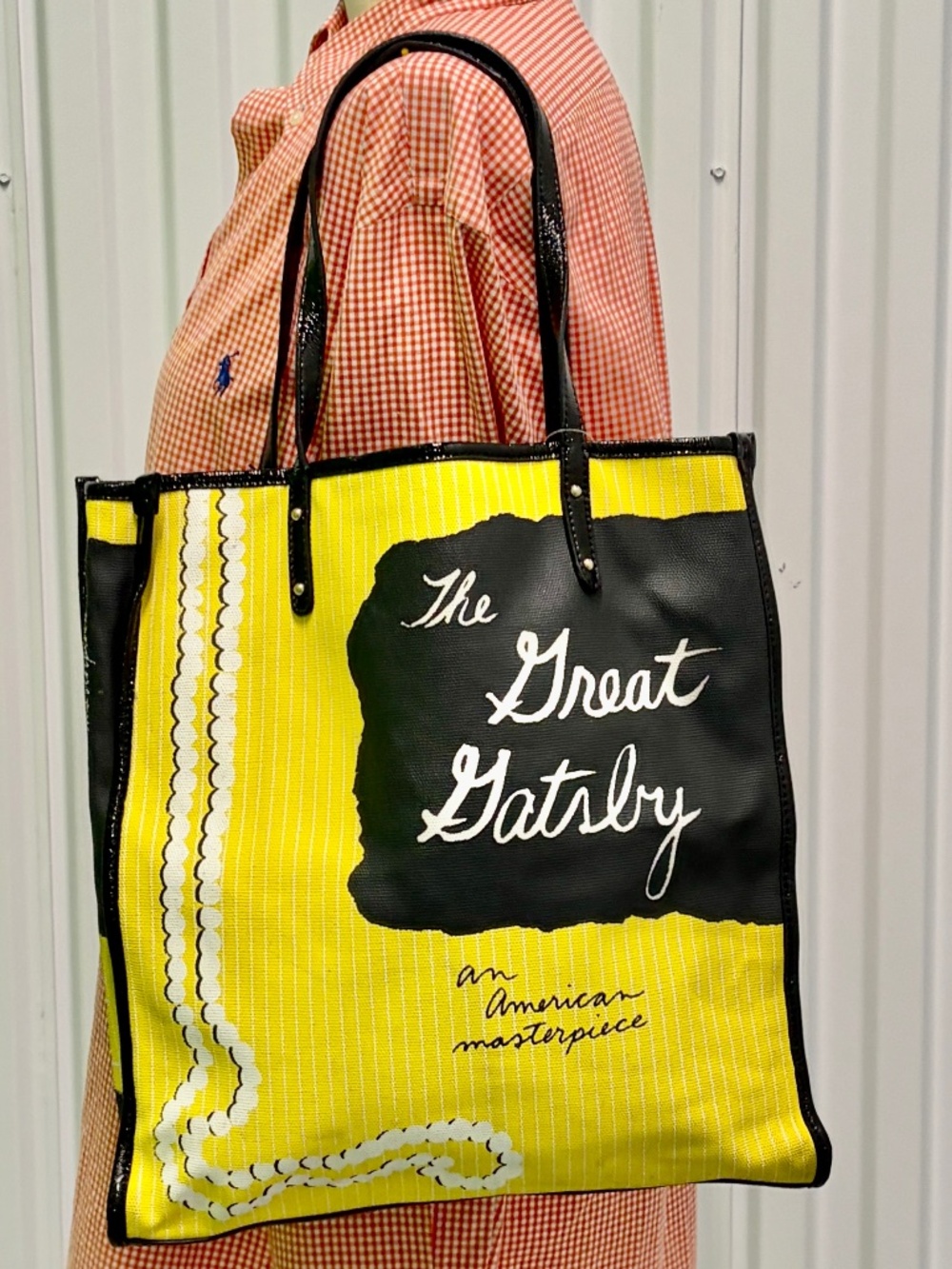 Rare Kate Spade Great Gatsby Tote Handbag Purse Book Yellow Black Pearls